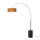 Lampe à arc Nova of California 2110834BU Tambo Stretch à une lumière, finition nickel satiné/chêne noir