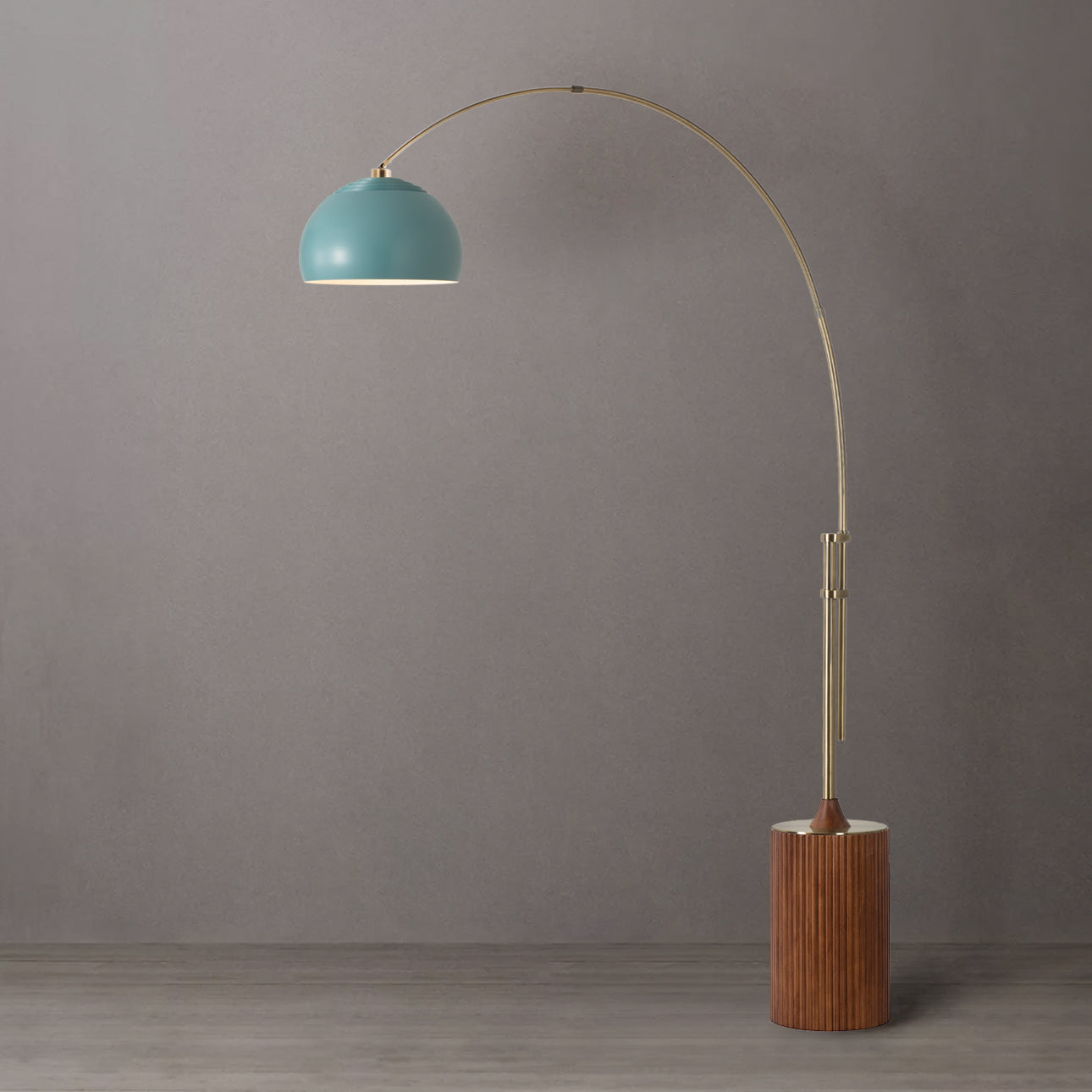 Lampe à arc demi-dôme Tambo de Nova of California 2113832BL en laiton vieilli/noyer foncé