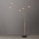 Lampe sur pied arquée à 5 lumières Nova of California 4035SN Original 1961, en nickel satiné/noir