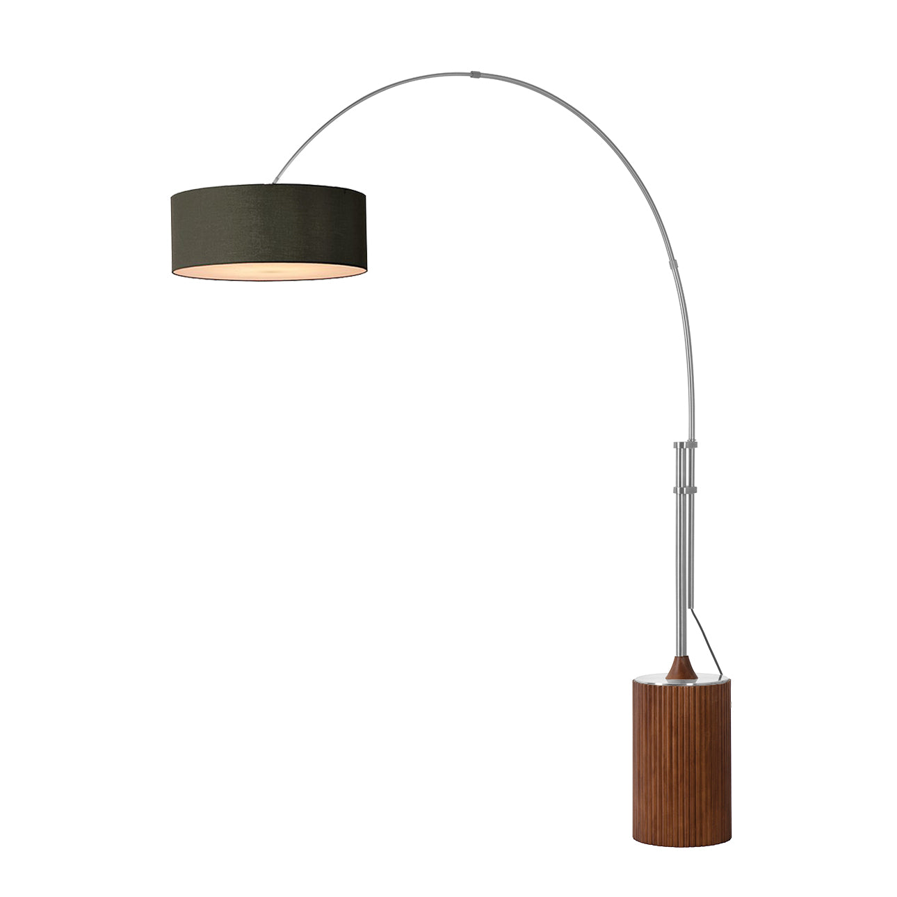 Lampe à arc Nova of California 2110833BK Tambo Stretch à une lumière, finition nickel satiné/noyer foncé
