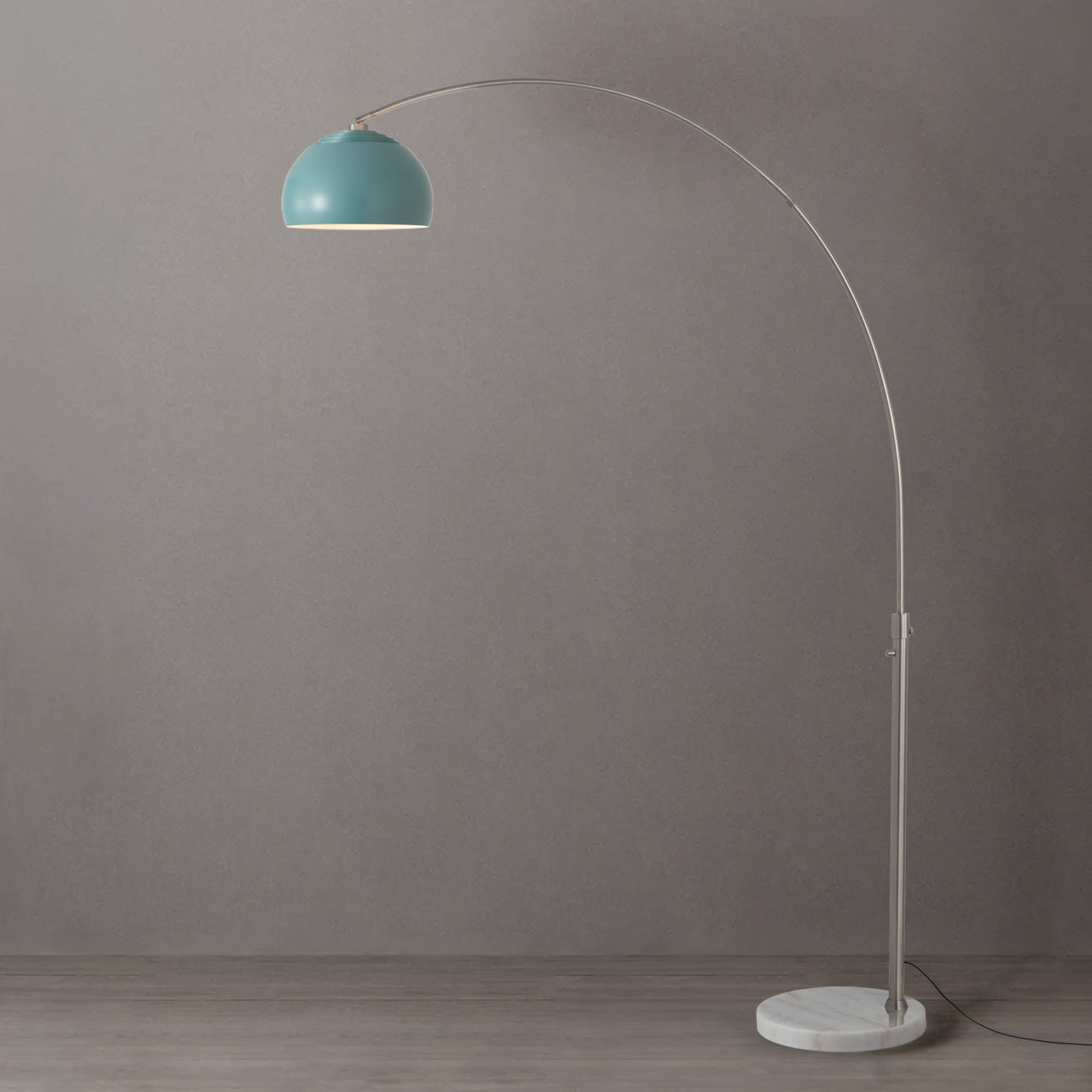 Nova of California 2113822BL Float 1-Light Arc Lamp in Satin Nickel / White (2BL)