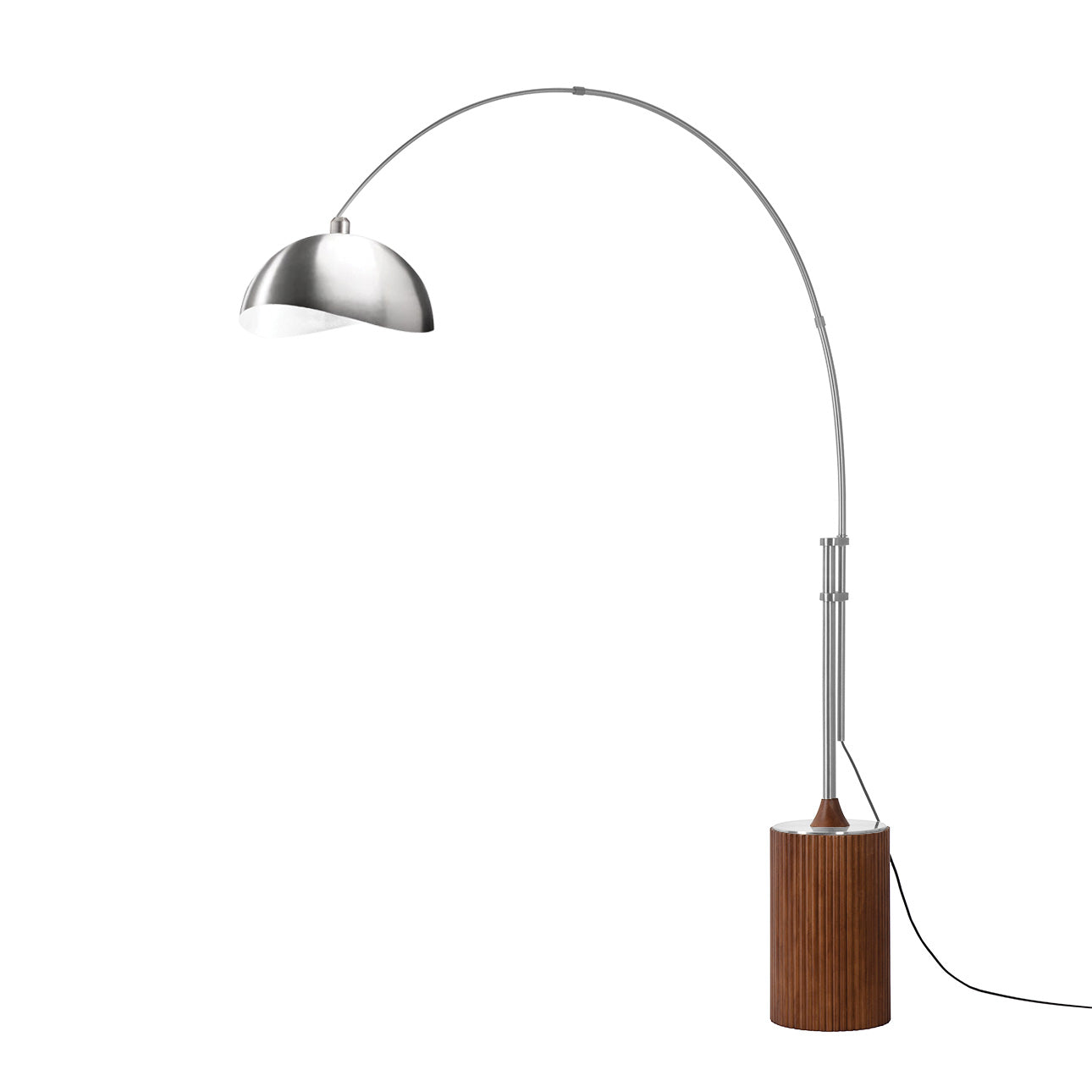 Nova of California 2114833SN Luna Bella 1-Light Arc Lamp in Satin Nickel / Dark Walnut