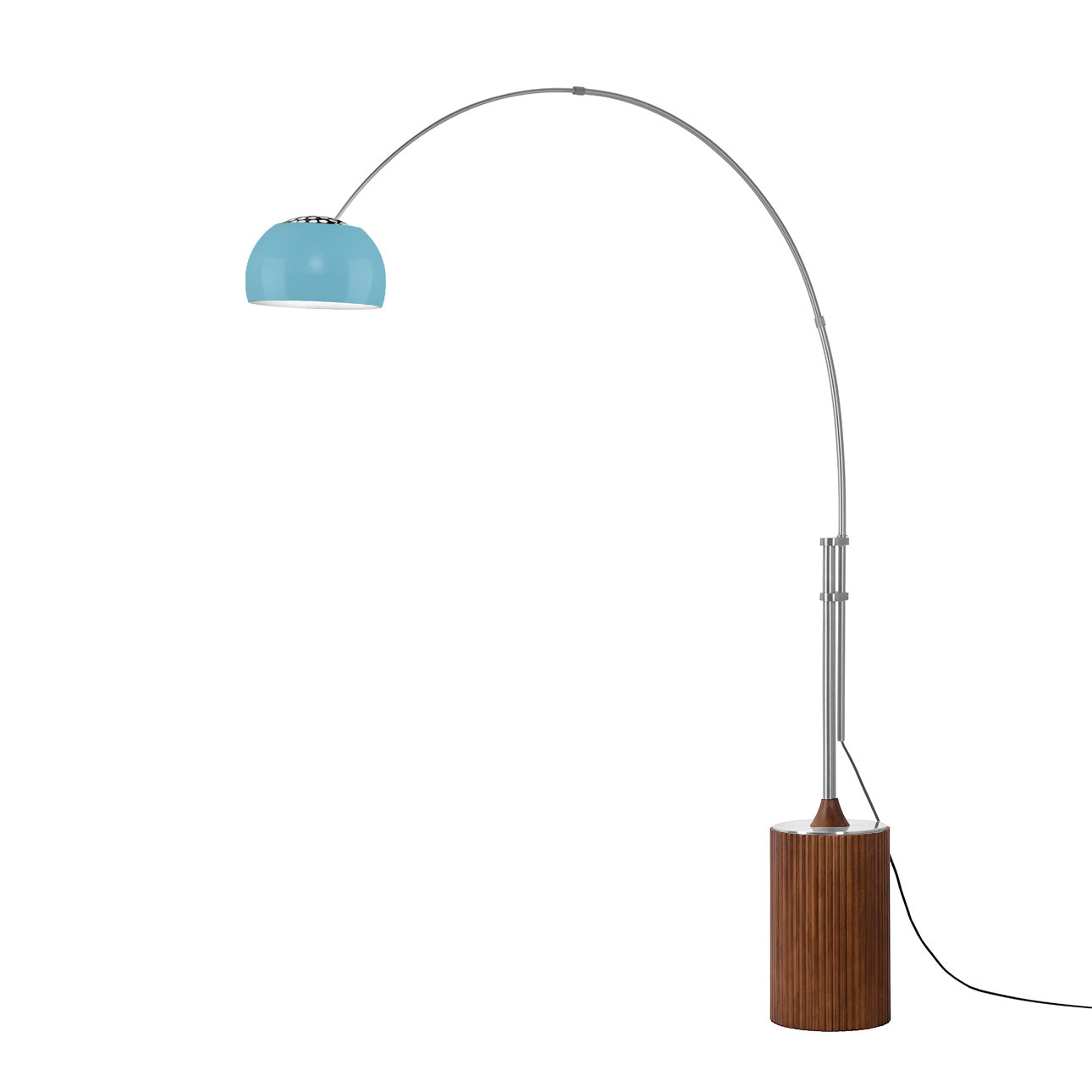Lampe à arc demi-dôme Tambo de Nova of California 2113833BL, finition nickel satiné/noyer foncé