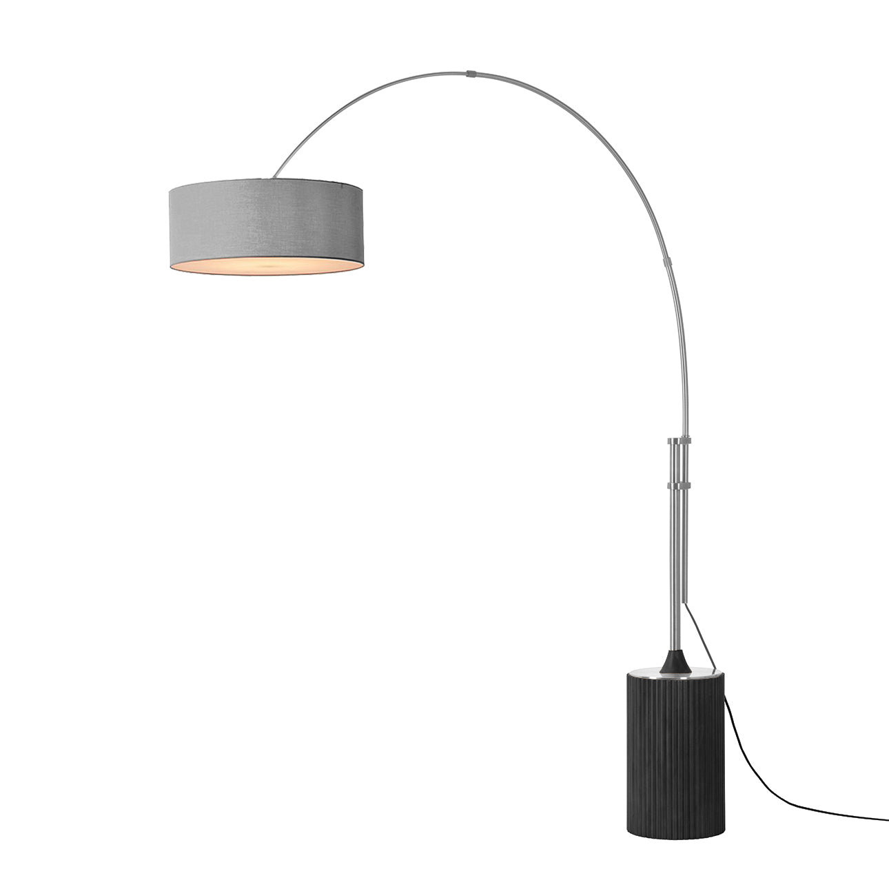 Lampe à arc Nova of California 2110834CG Tambo Stretch à une lumière, finition nickel satiné/chêne noir