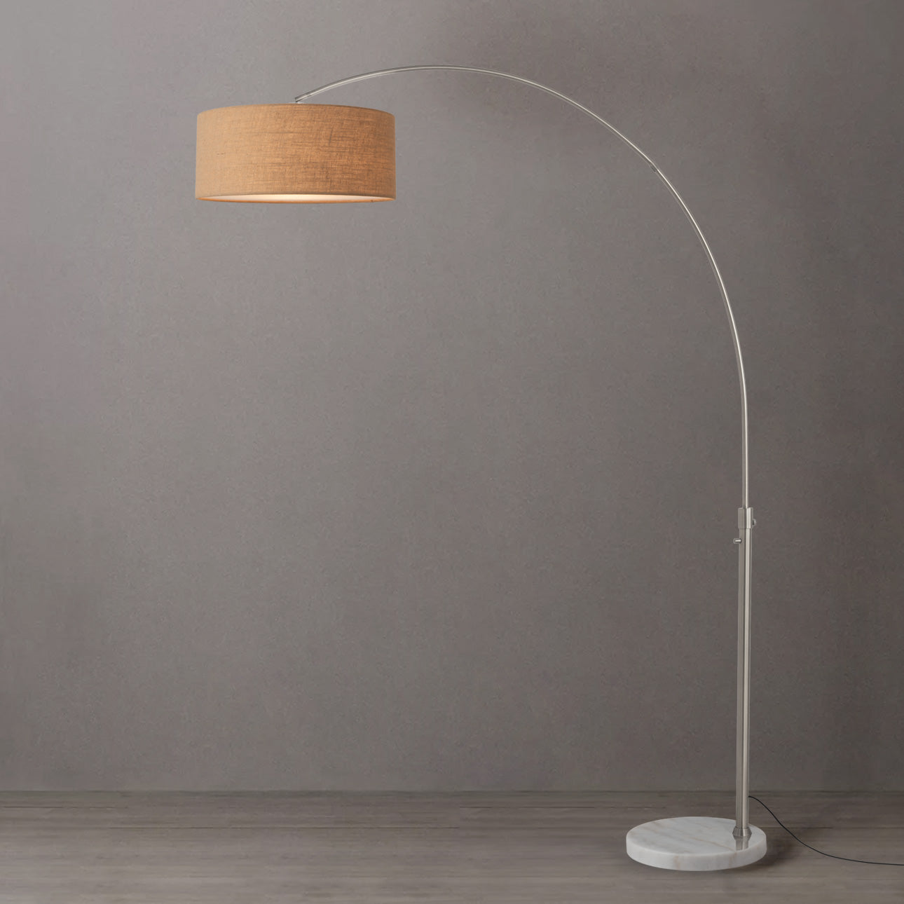 Nova of California 2110822BU Float 1-Light Arc Lamp in Satin Nickel / White