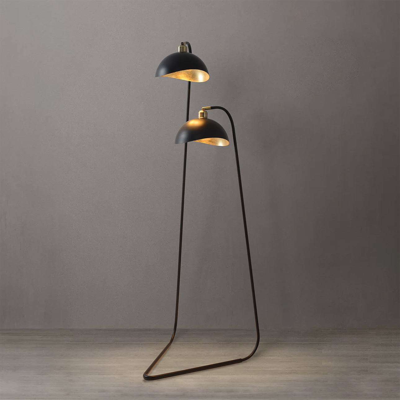 Nova of California 2011018WB Luna Bella Duo Floor 2-Light Lamp in Matte Black Steel