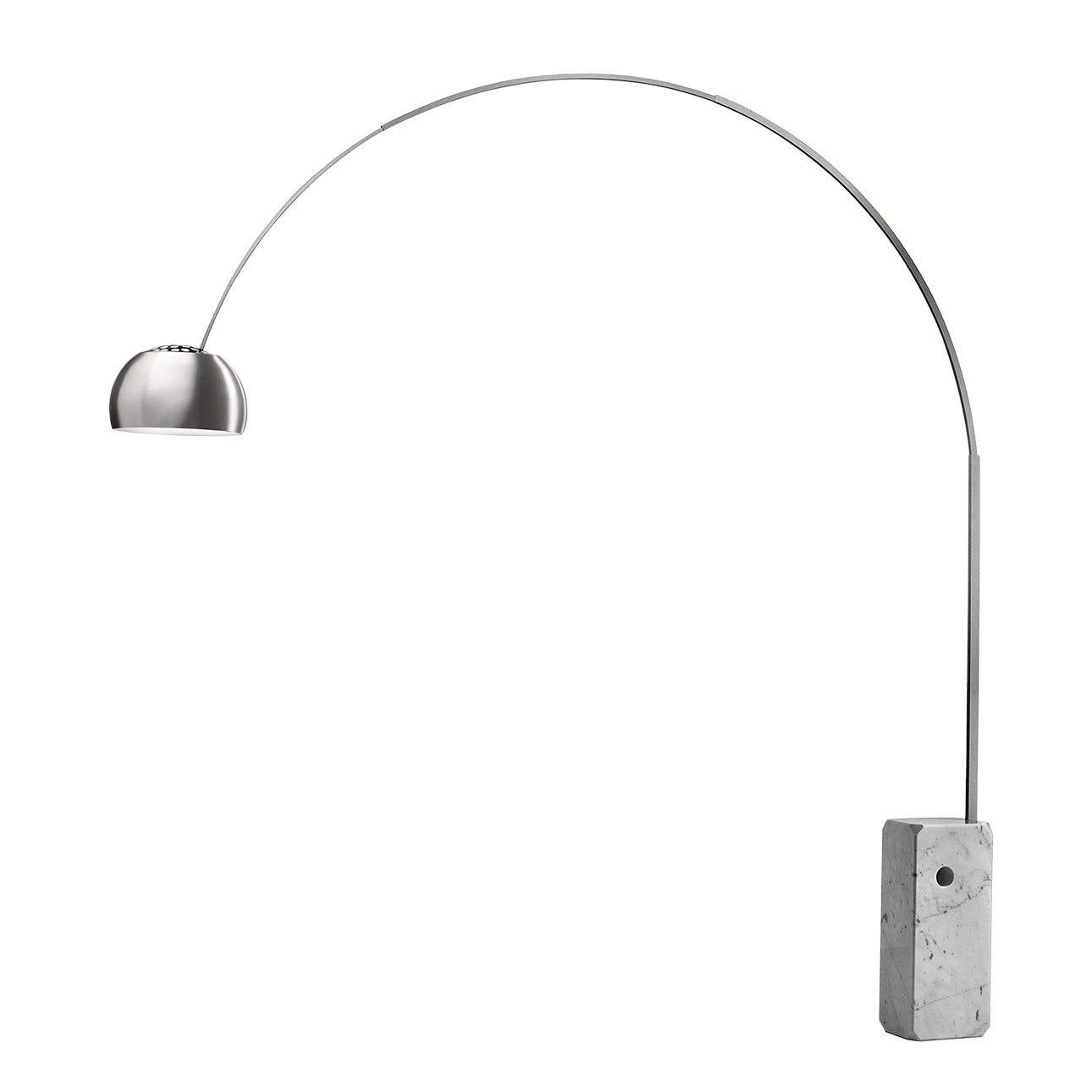 Lampadaire LED arqué emblématique Nova of California 2111805SN en nickel brossé/blanc