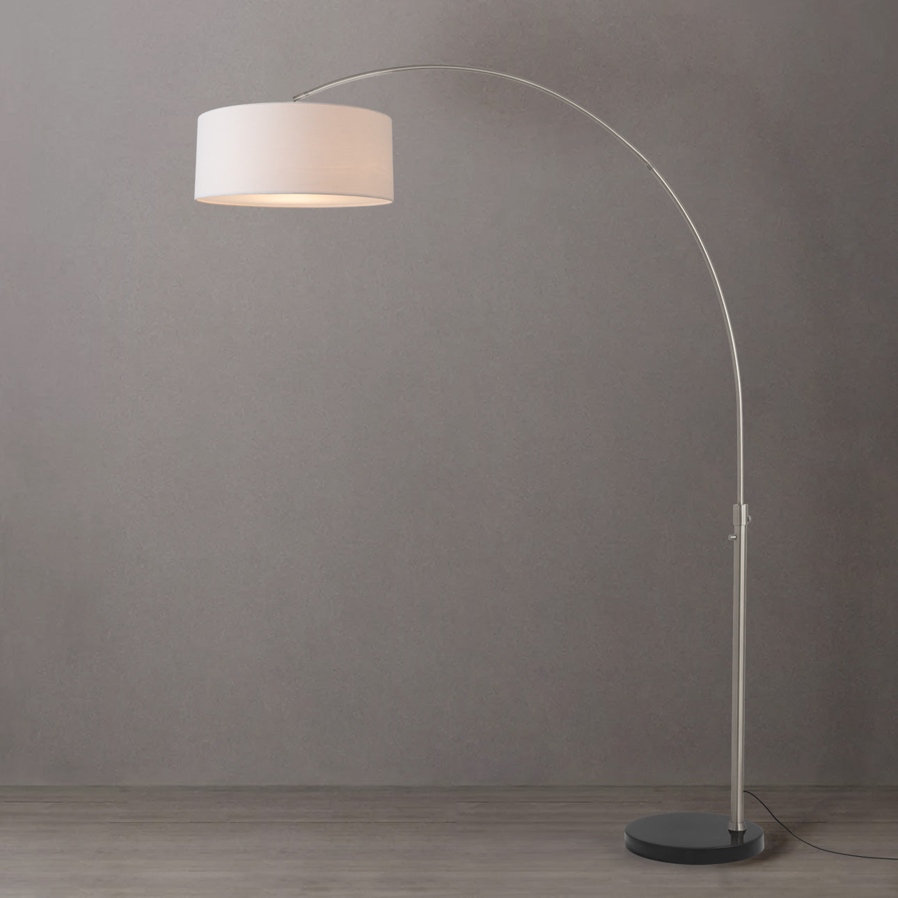 Nova of California 2110819WH Float 1-Light Arc Lamp in Satin Nickel / Black