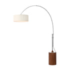 Lampe à arc Nova of California 2110833WH Tambo Stretch à une lumière, finition nickel satiné/noyer foncé