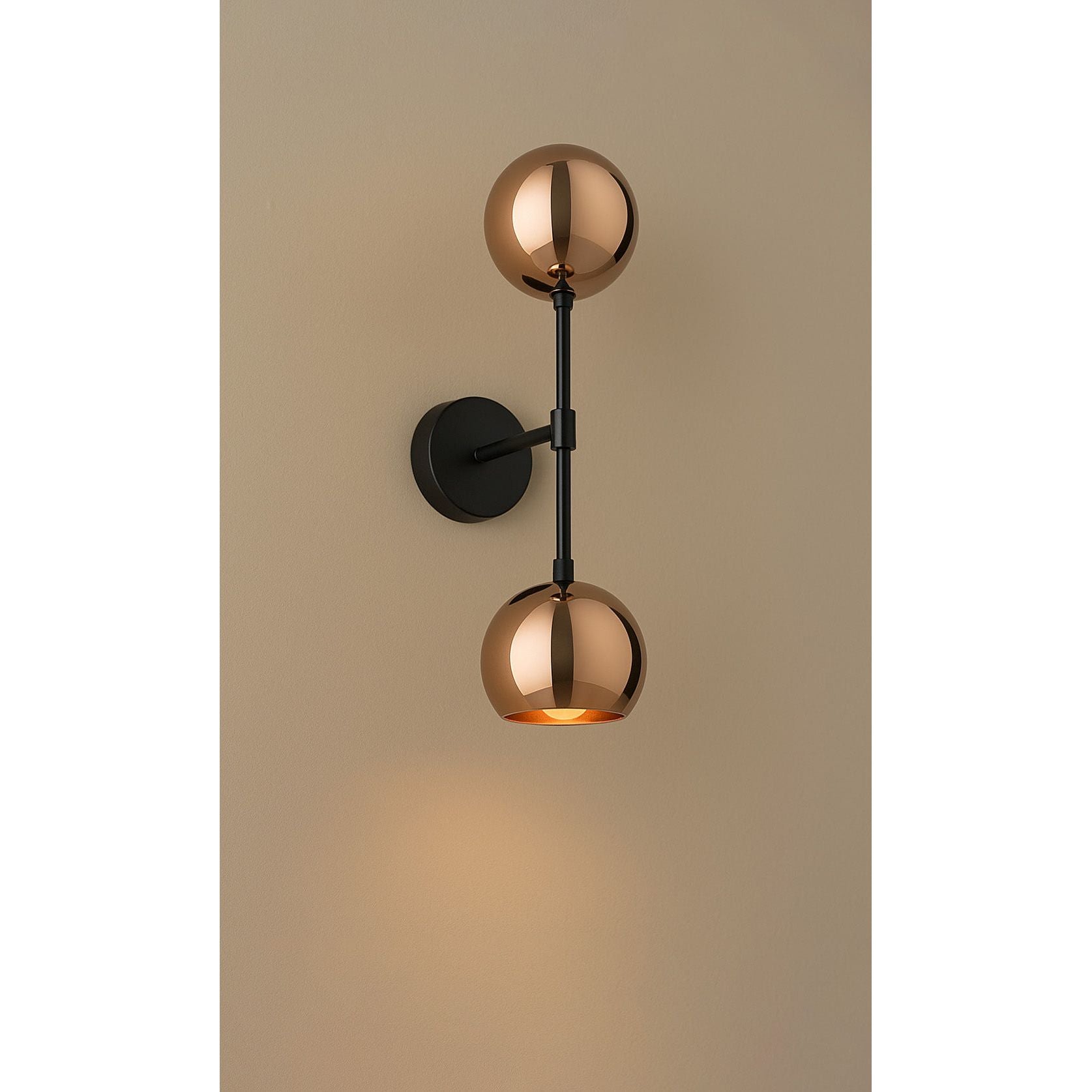 Dounia Home - DH-MISWALSCO-SM-PC - Mishal Wall Sconce - Dual Globe - Polished Copper