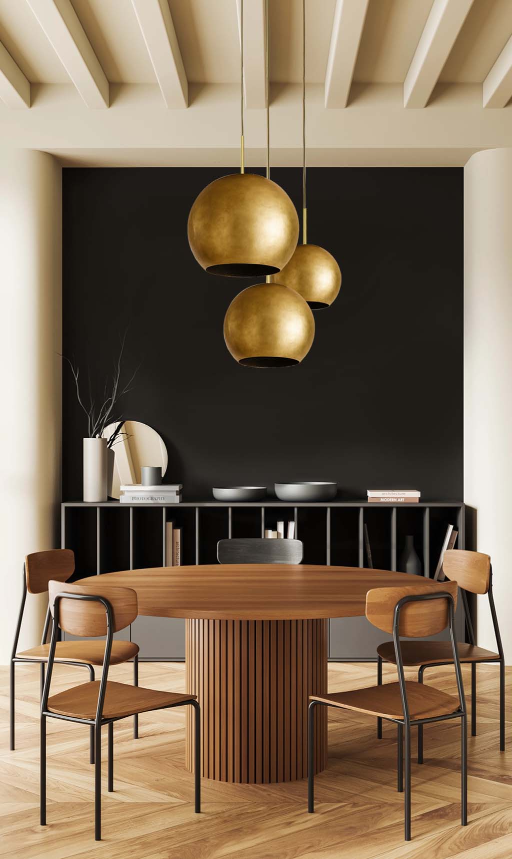 Dounia Home - DH-MISMULGLO-SM-PC - Mishal Multi-Globe Chandelier - Polished Copper