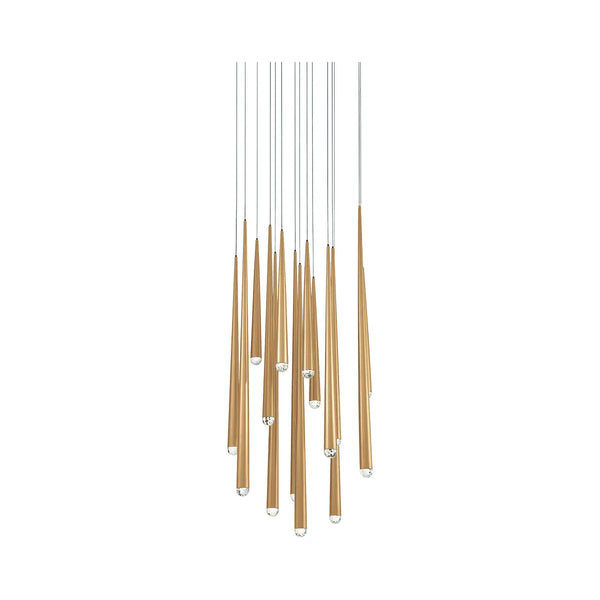 Cascade DEL Cristal Suspendu multi-luminaire, 15 lumières