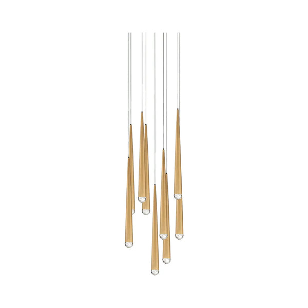 Cascade DEL Cristal Suspendu multi-luminaire, 9 lumières