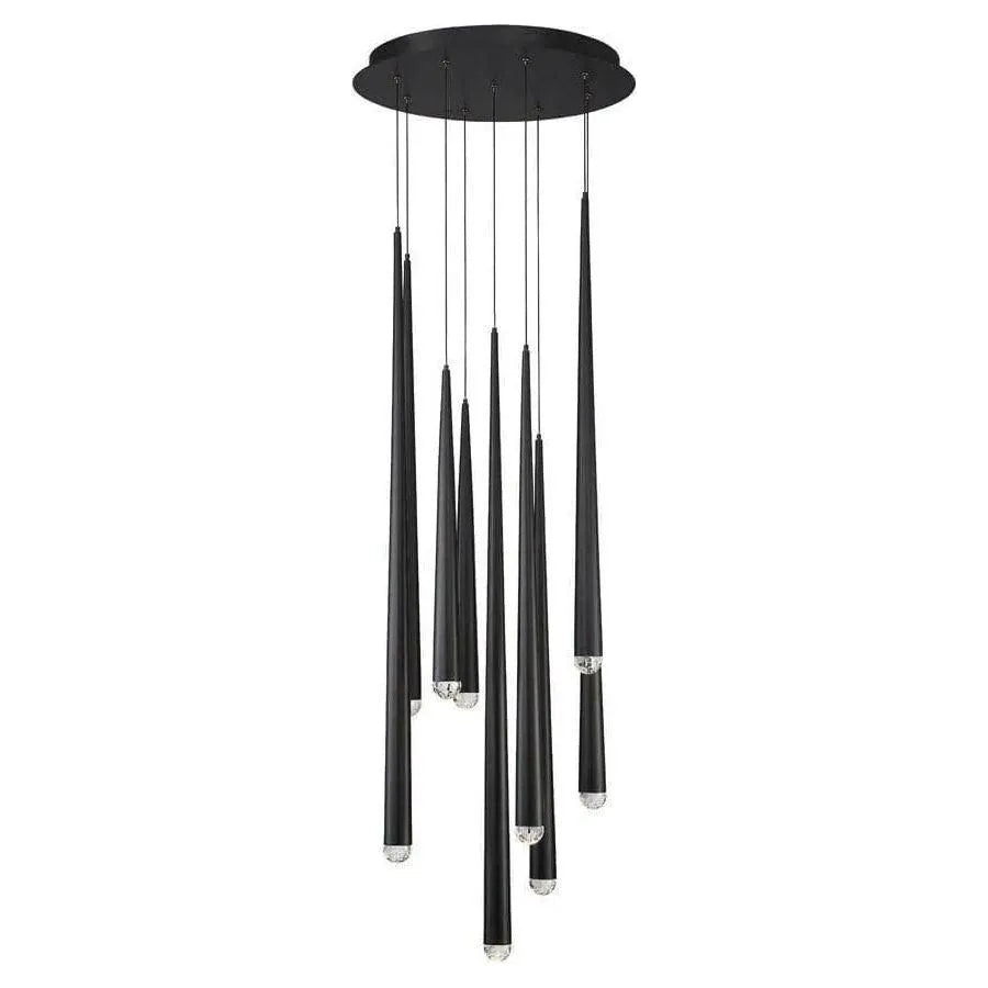 Modern Forms - Cascade LED Crystal Multi-Light Pendant, 9-Light - PD-41709R-BK | Montreal Lighting & Hardware