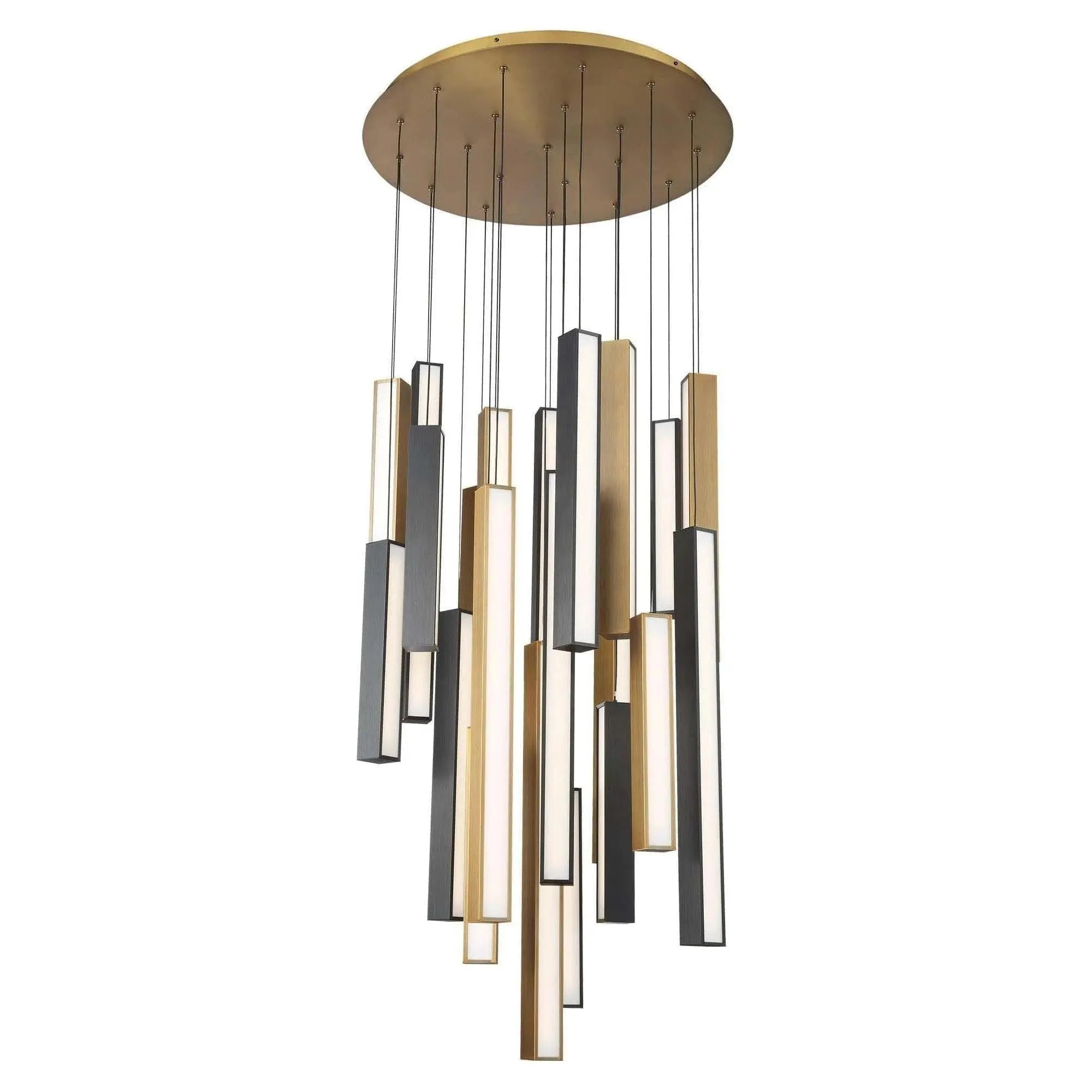 Modern Forms - Chaos LED Multi-Light Pendant, 21-Light - PD-64821R-BK/AB-BK | Montreal Lighting & Hardware
