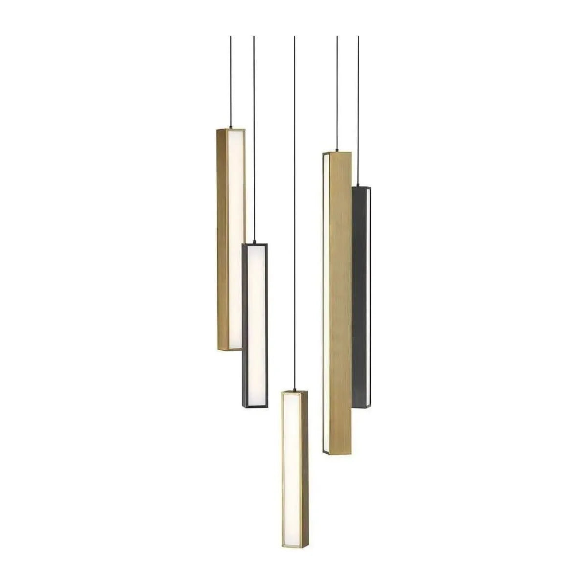 Modern Forms - Chaos LED Multi-Light Pendant, 5-Light - PD-64805R-BK/AB-BK | Montreal Lighting & Hardware