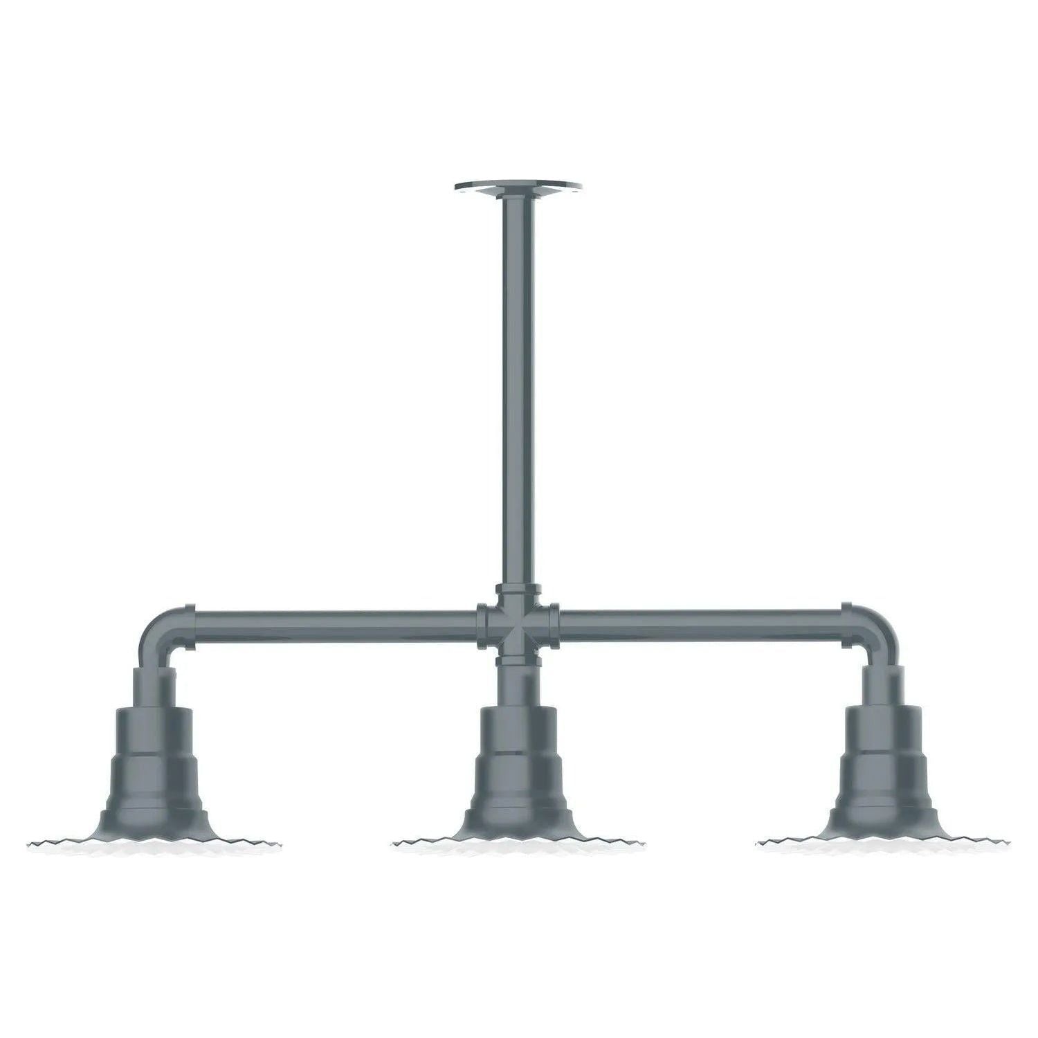 Montclair Light Works - Radial 8" 3-Light Stem Hung Pendant Light - MSK157-40 | Montreal Lighting & Hardware