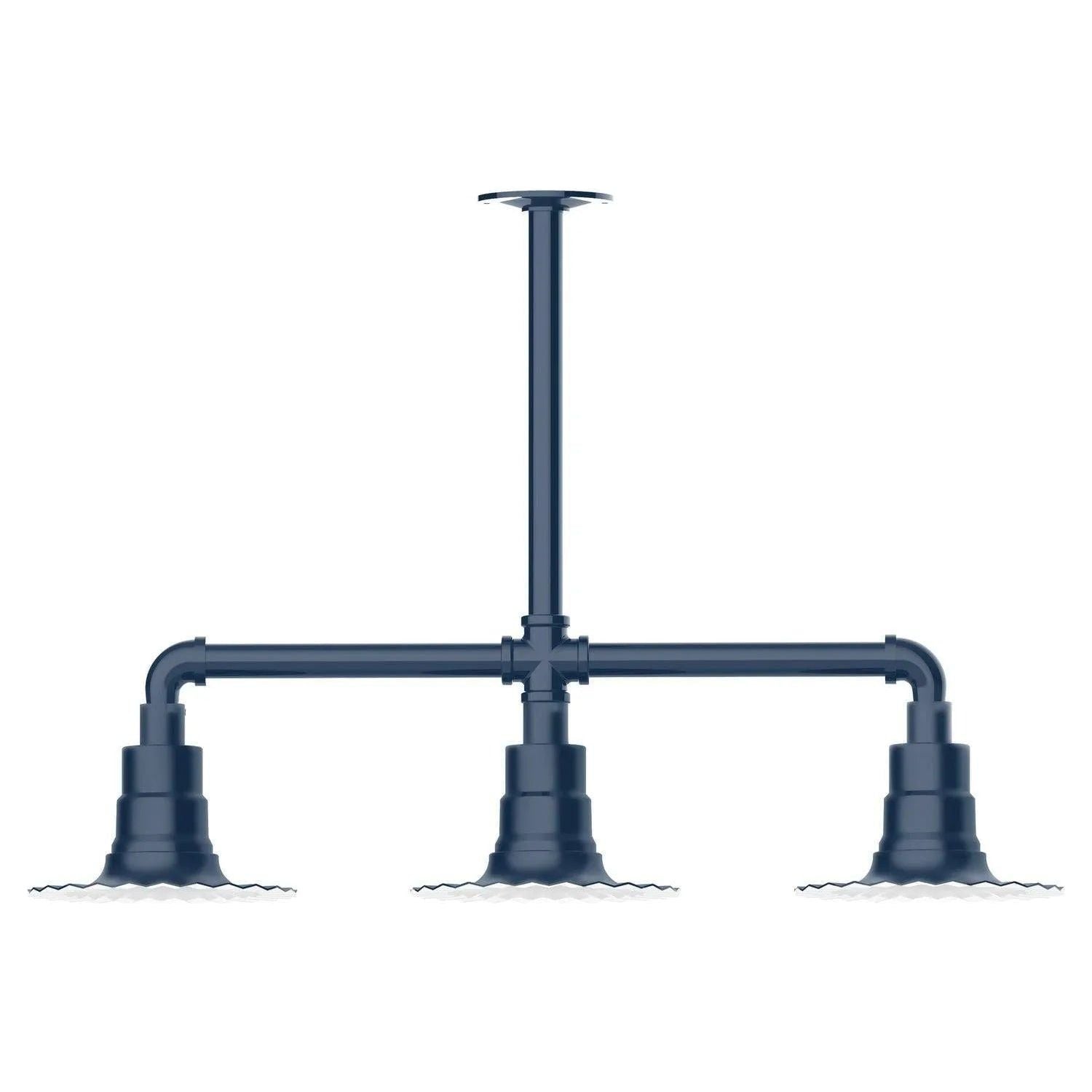 Montclair Light Works - Radial 8" 3-Light Stem Hung Pendant Light - MSK157-50 | Montreal Lighting & Hardware