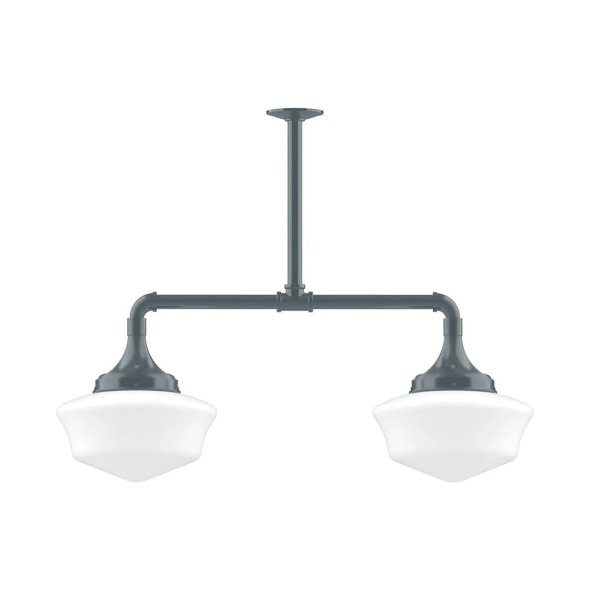 Montclair Light Works - Schoolhouse 12" 2-Light Stem Hung Pendant Light - MSD021-40 | Montreal Lighting & Hardware