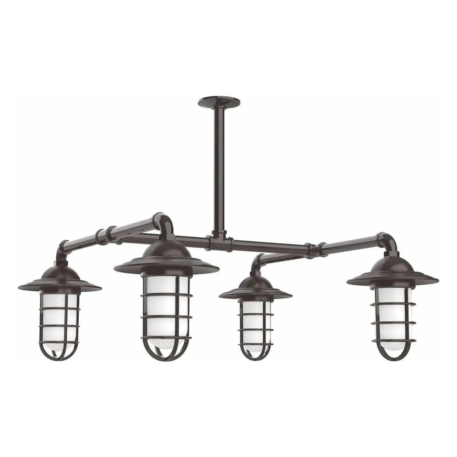 Montclair Light Works - Vaportite 4-Light Stem Hung Pendant Light - MSP052-51 | Montreal Lighting & Hardware
