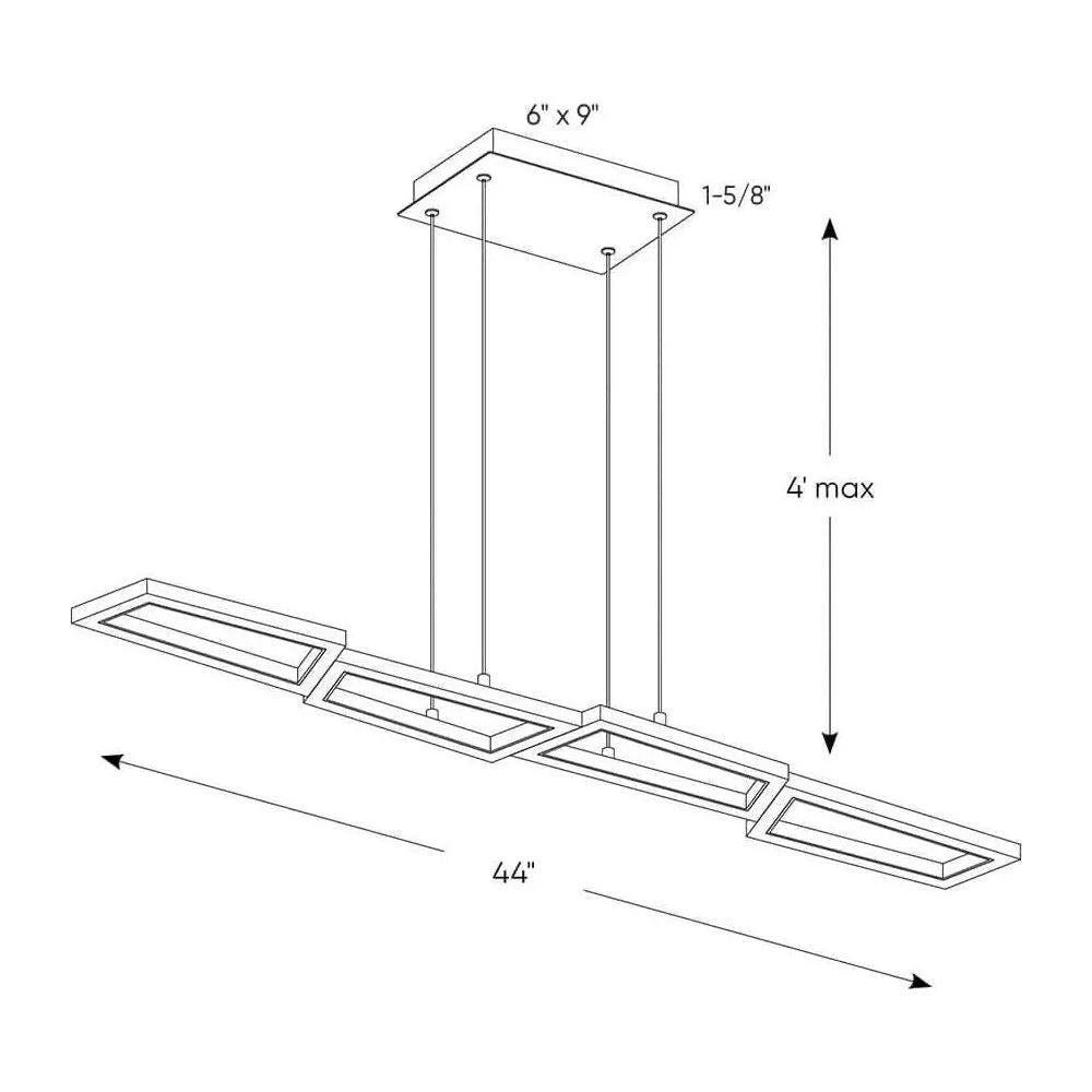 Montreal Lighting & Hardware - PDL Geometric Linear LED Pendant Light by DALS Lighting - PDL44-3K-WH | Montreal Lighting & Hardware
