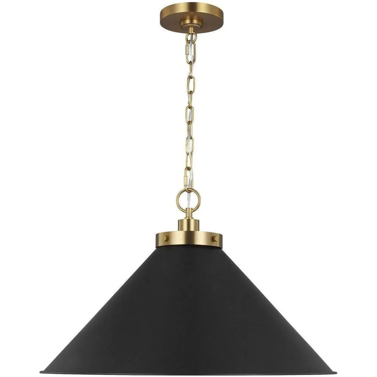 Montreal Lighting & Hardware - Wellfleet Wide Cone Pendant by Visual Comfort Studio | OPEN BOX - CP1311MBKBBS-OB | Montreal Lighting & Hardware