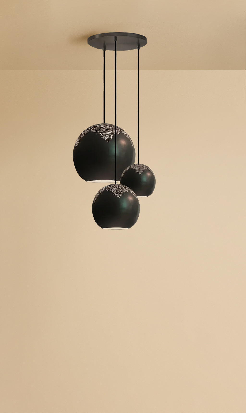 Dounia Home - DH-NAJ3LIG-SM-BRS - Najma 3-Light Globe Chandelier - Polished Brass