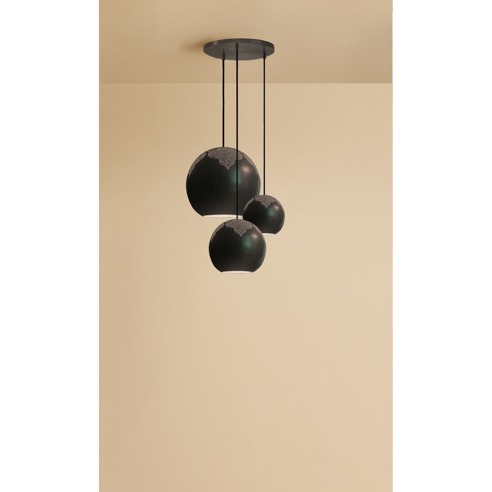 Dounia Home - DH-NAJ3LIG-SM-BRS - Najma 3-Light Globe Chandelier - Polished Brass
