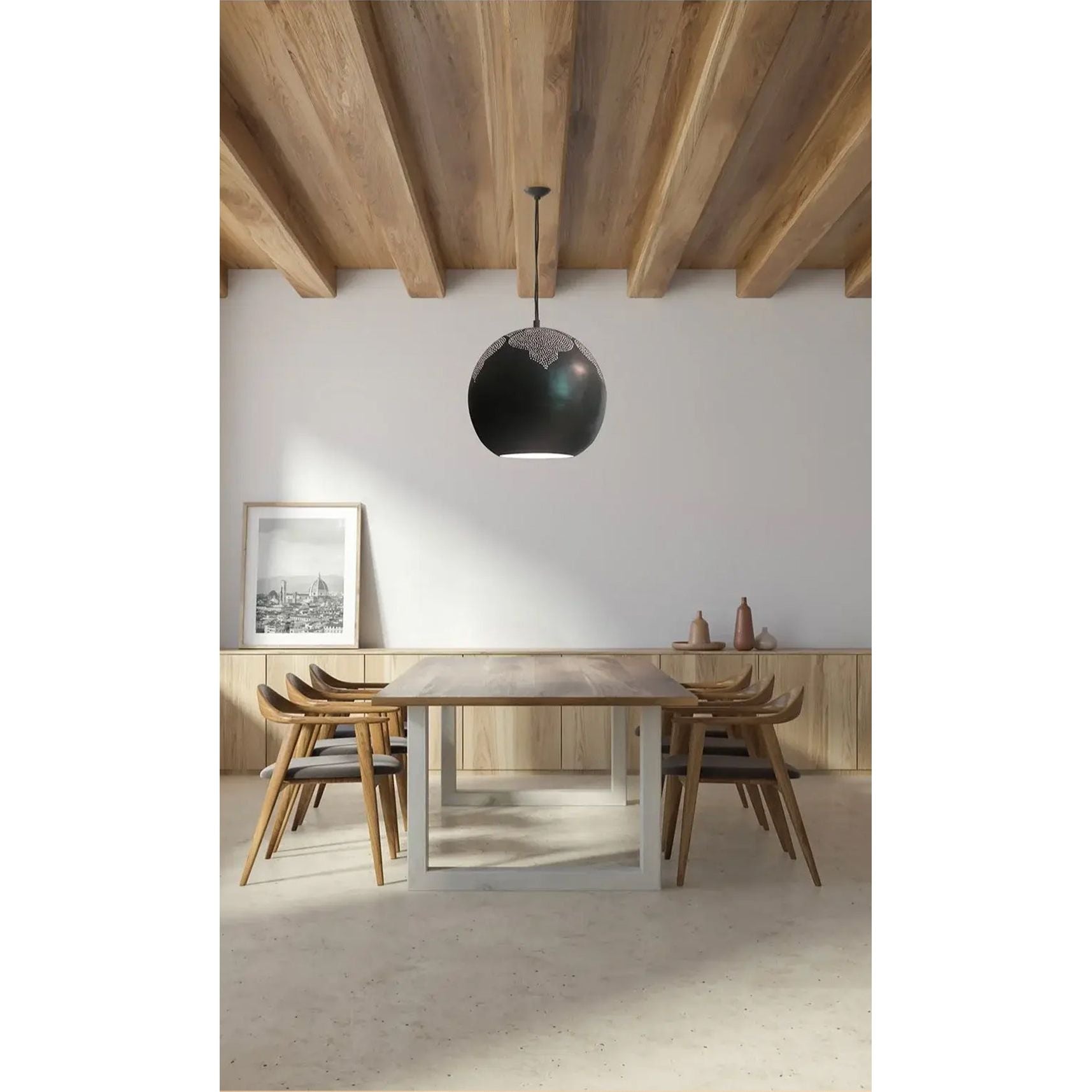 Dounia Home - DH-NAJTREGLO-SM-PC - Najma Trellis Globe Pendant Light - Polished Copper