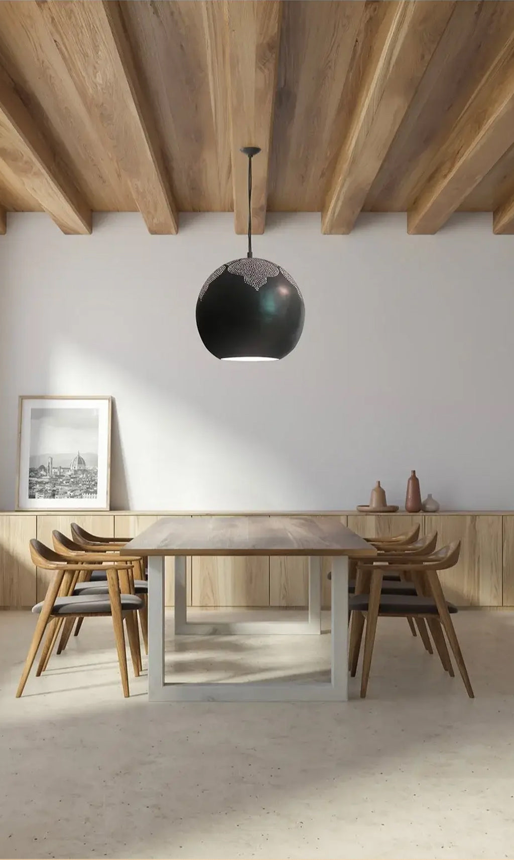 Dounia Home - DH-NAJTREGLO-SM-MGM - Najma Trellis Globe Pendant Light - Matte Gun Metal