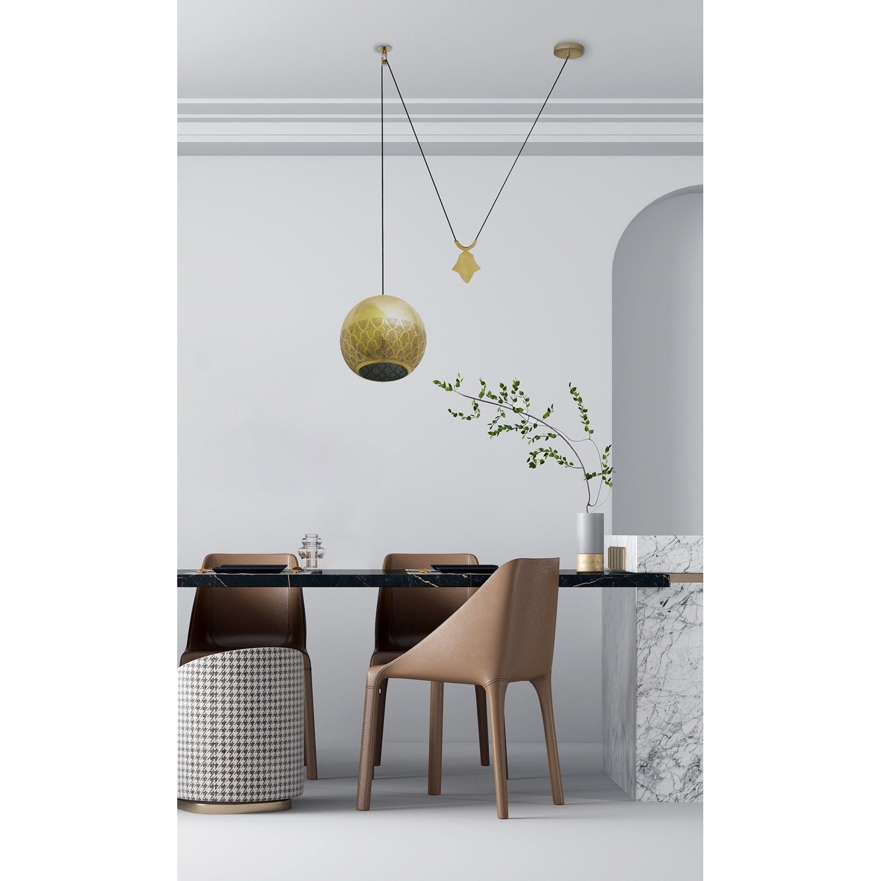 Dounia Home - DH-NURREVCOU-SM-PC - Nur Reversed counterbalance weight Pendant - Polished Copper