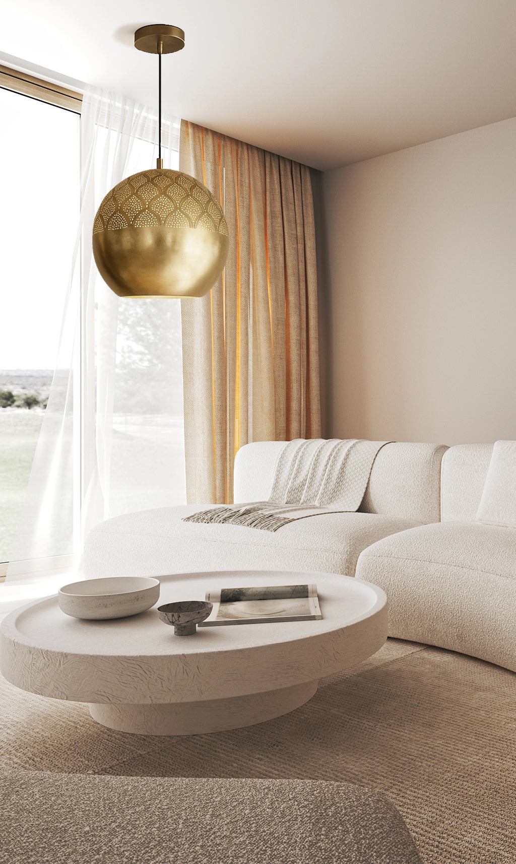 Dounia Home - DH-NURPENLIG-SM-BRS - Nur Pendant Light - Polished Brass