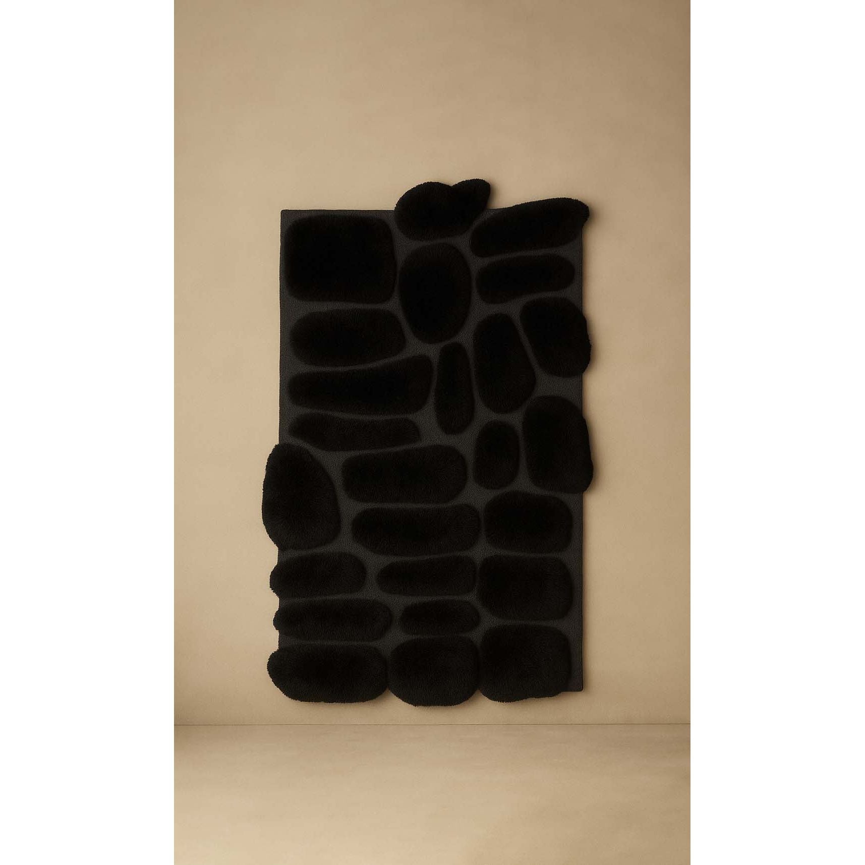Dounia Home - DH-PEBORGWOO-28-BLK - Pebble Organic Wool Rug - Artisan Carpet - Black