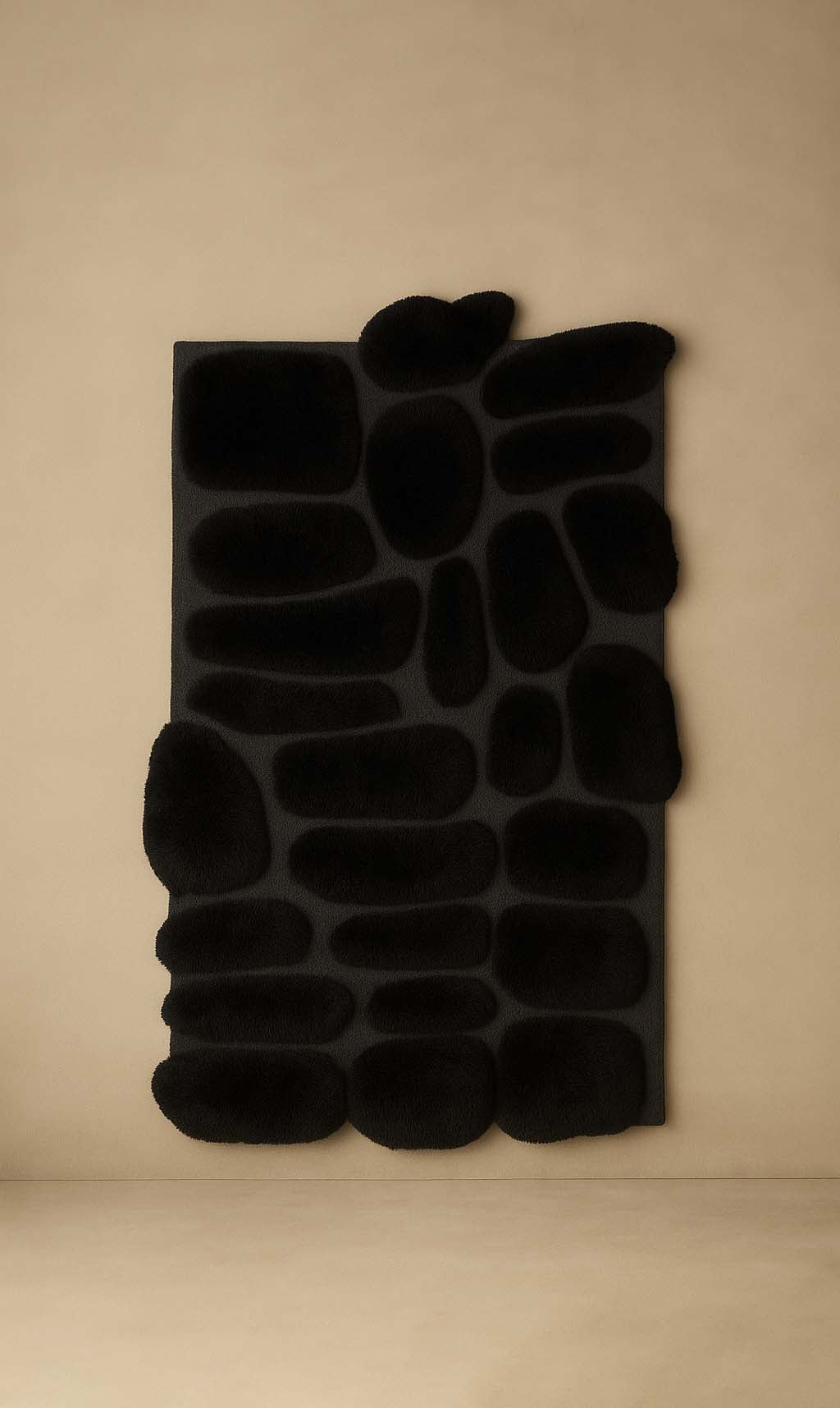 Dounia Home - DH-PEBORGWOO-28-BLK - Pebble Organic Wool Rug - Artisan Carpet - Black