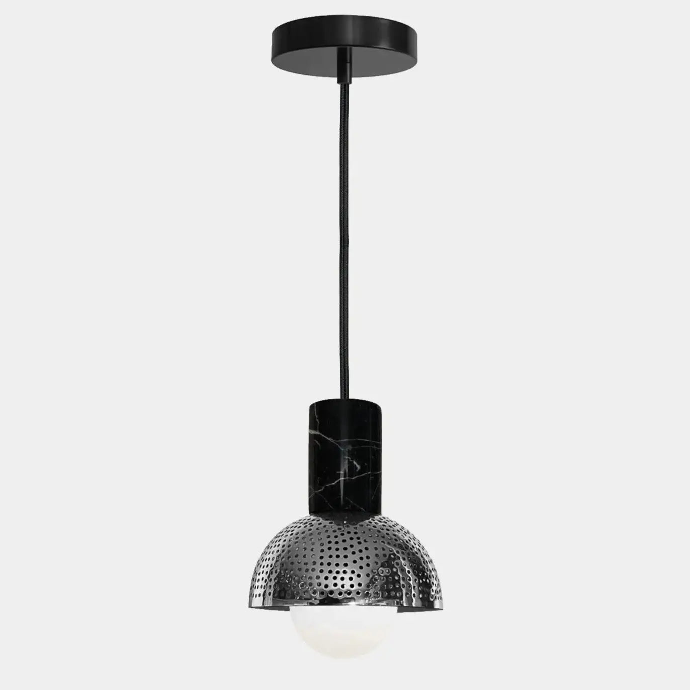 Dounia Home - DH-MARMARDOM-SM-AB - Maria Marble Dome Pendant Light - Antique Brass