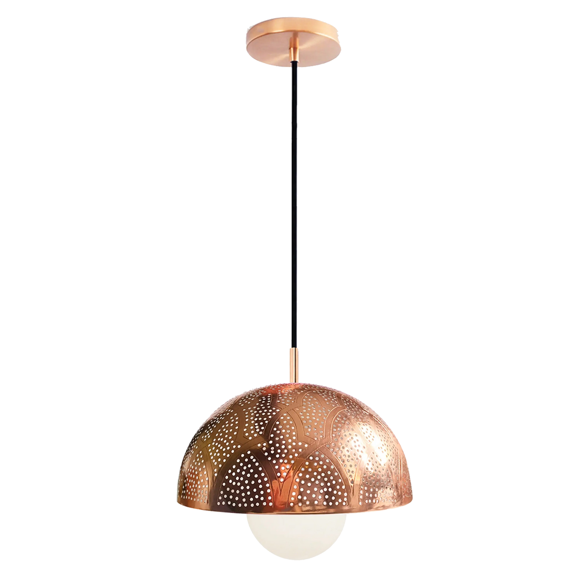 Dounia Home - DH-ZANMETDOM-SM-PC - Zana Metal Dome-shaped Shade Suspension - Polished Copper