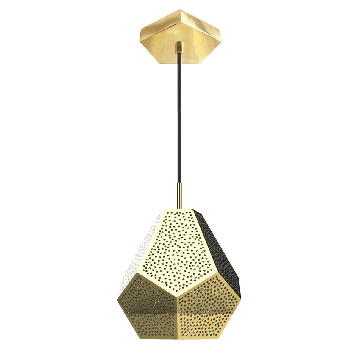 Dounia Home - DH-ALMMULPEN-SM-AB - Almas Multifaceted Pendant Light - Antique Brass
