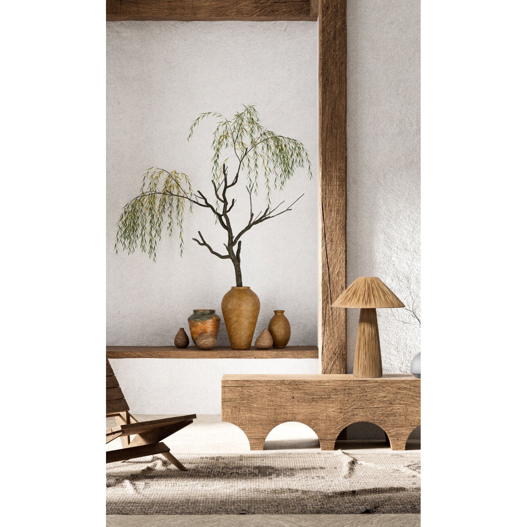Dounia Home - DH-ADATABLAM-SM-BR - Ada Table Lamp - Blue Raffia