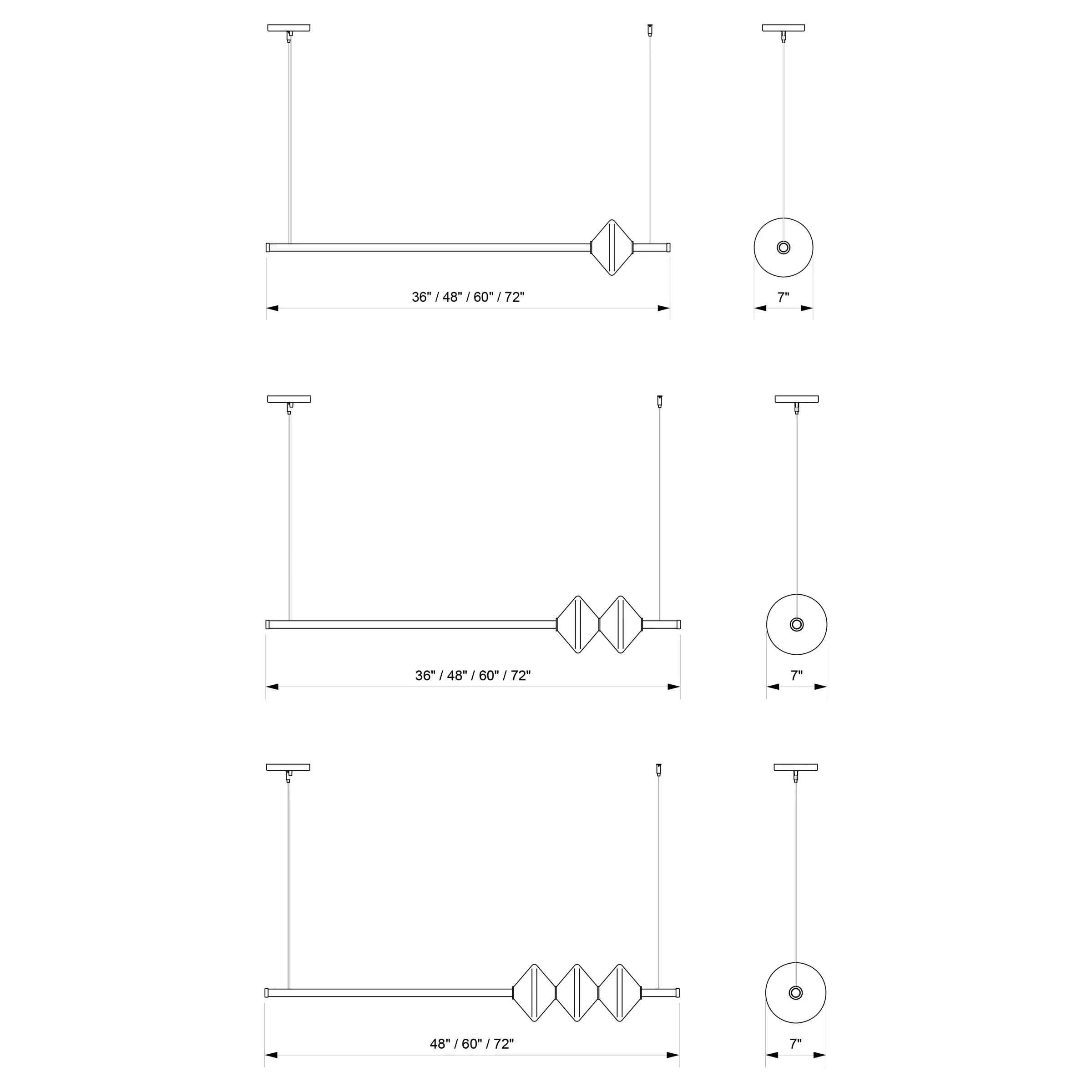 Ridgely Studio Works - Gem Linear Pendant - GEM1-LNR-48-BNI-60 | Montreal Lighting & Hardware