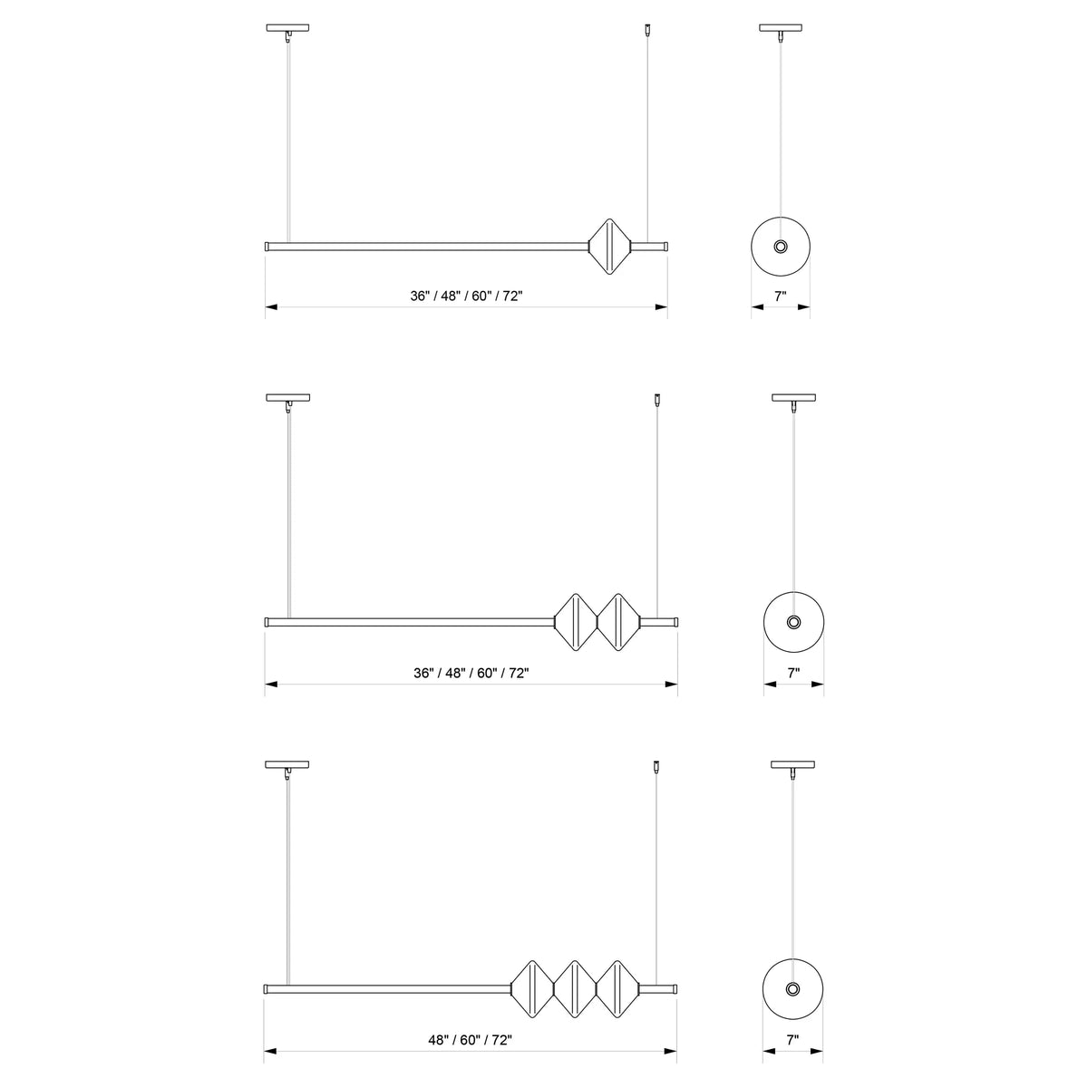 Ridgely Studio Works - Gem Linear Pendant - GEM1-LNR-48-BNI-60 | Montreal Lighting & Hardware