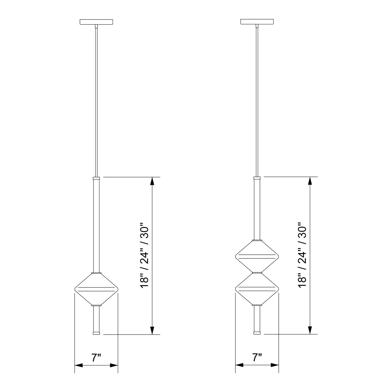 Ridgely Studio Works - Gem Vertical Pendant - GEM1-VRT-18-BNI-72-BB | Montreal Lighting & Hardware
