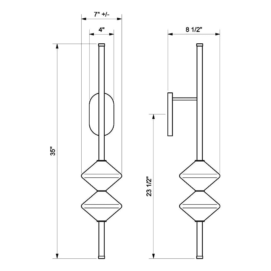 Ridgely Studio Works - Gem2 Wall Sconce - Fixed Arm - GEM2-WS-32-MB-FA-PL | Montreal Lighting & Hardware