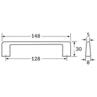 Rocheleau - R73468 Pull - POI-R73468-128-GA | Montreal Lighting & Hardware