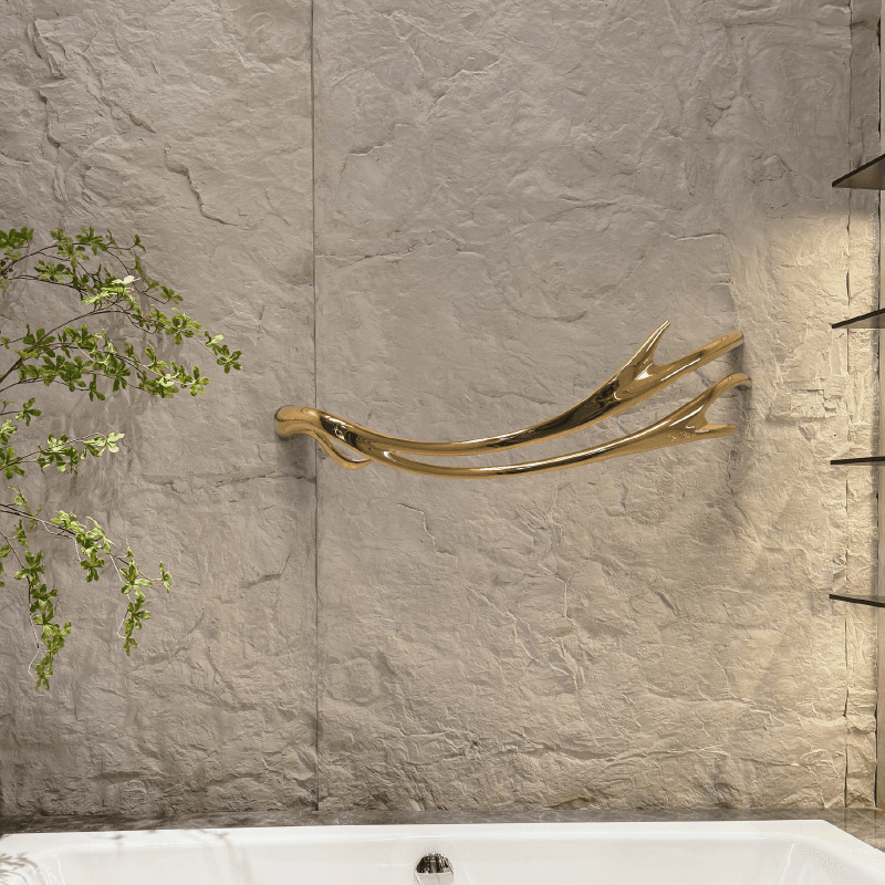 P&Bhusri S2-M-PWH-N Golden Antlers Towel Warmer in Porcelain White