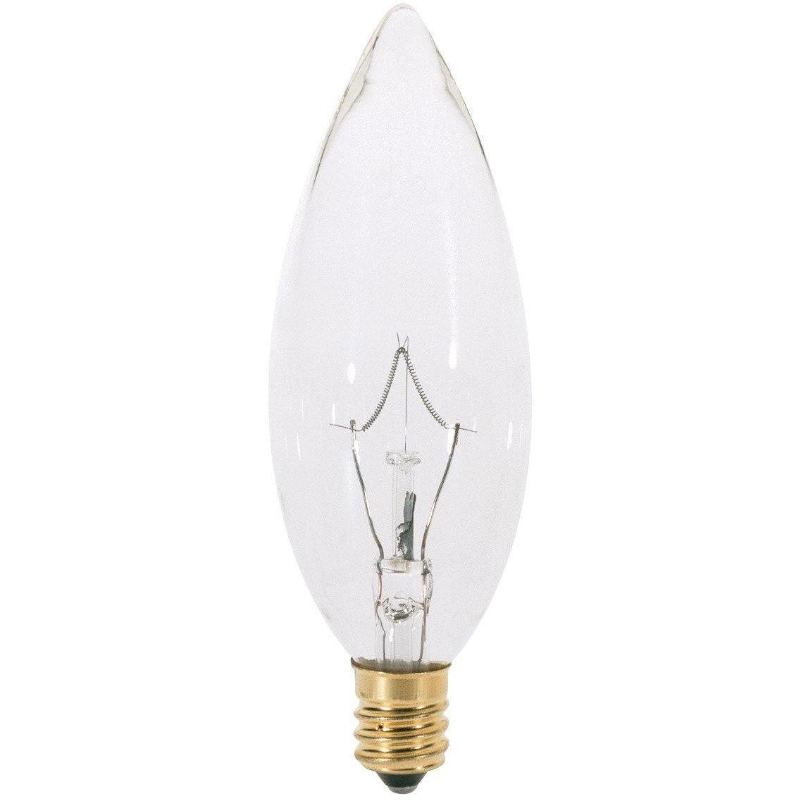 Satco Products - 25 Watt BA9 1/2 Incandescent, Clear, 2500 Average rated hours, 193 Lumens, Candelabra base, 130 Volt - A3682 | Montreal Lighting & Hardware