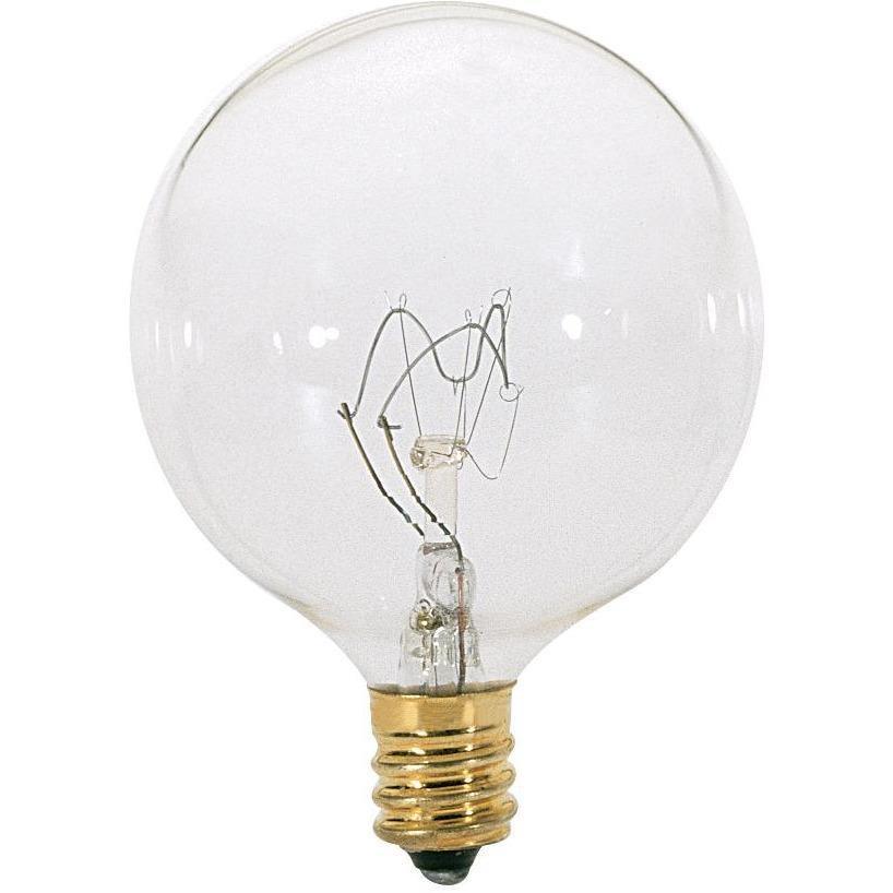 Satco Products - 25 Watt G16 1/2 Incandescent, Clear, 2500 Average rated hours, 186 Lumens, Candelabra base, 130 Volt - A3922 | Montreal Lighting & Hardware