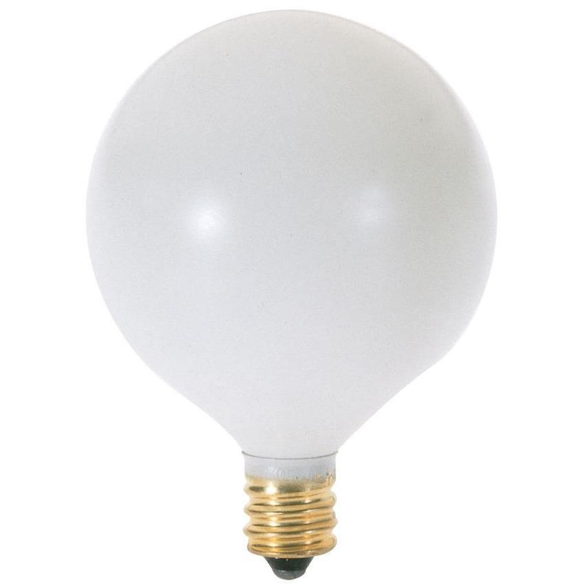 Satco Products - 25 Watt G16 1/2 Incandescent, Satin White, 2500 Average rated hours, 162 Lumens, Candelabra base, 130 Volt - A3925 | Montreal Lighting & Hardware