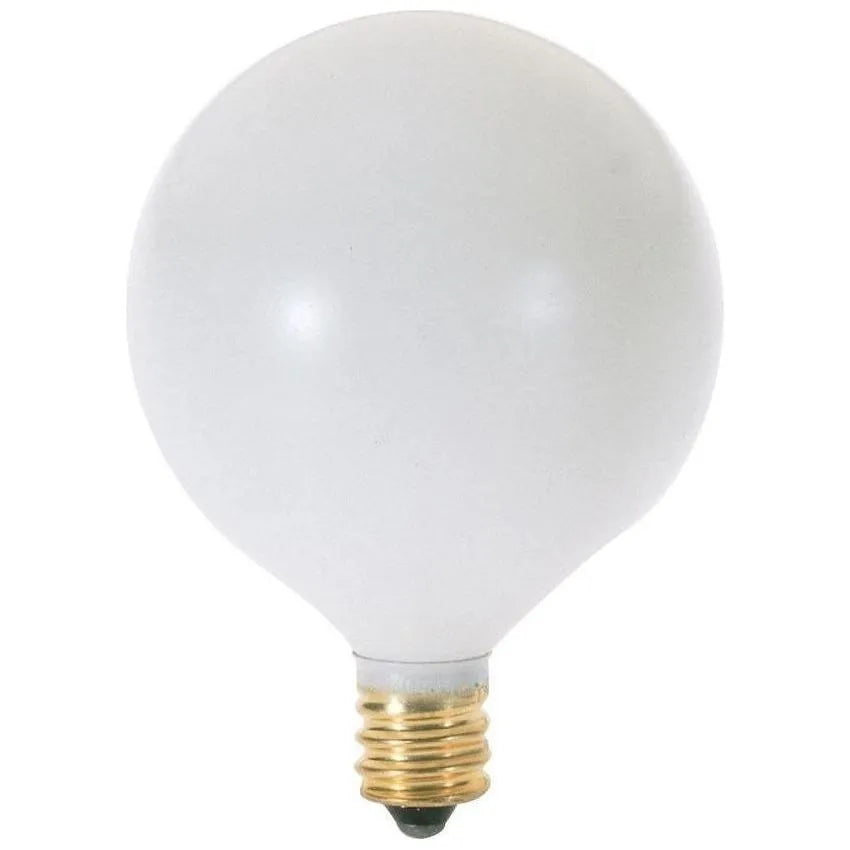 Satco Products - 60 Watt G16 1/2 Incandescent, Satin White, 2500 Average rated hours, 564 Lumens, Candelabra base, 130 Volt - A3932 | Montreal Lighting & Hardware
