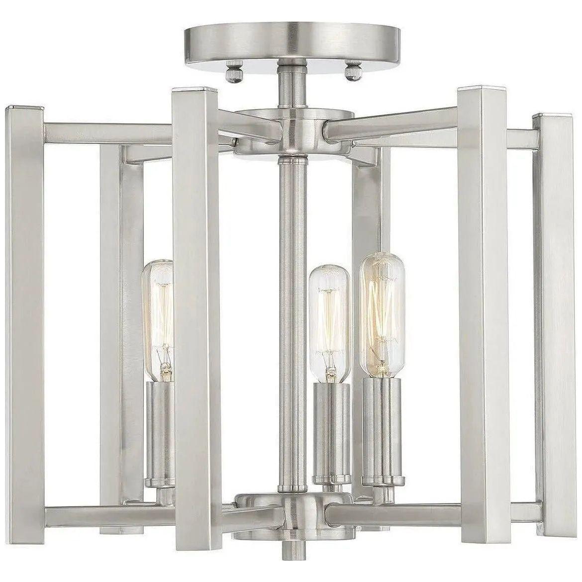 Savoy House - Benson Three Light Semi-Flush Mount - 6-7702-3-SN | Montreal Lighting & Hardware