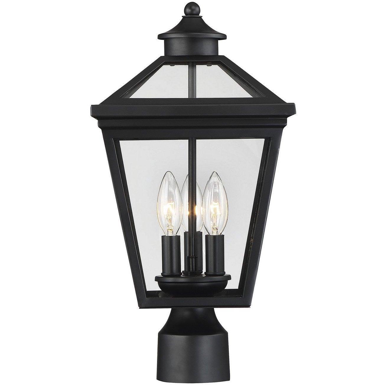 Savoy House - Ellijay Three Light Post Lantern - 5-147-BK | Montreal Lighting & Hardware
